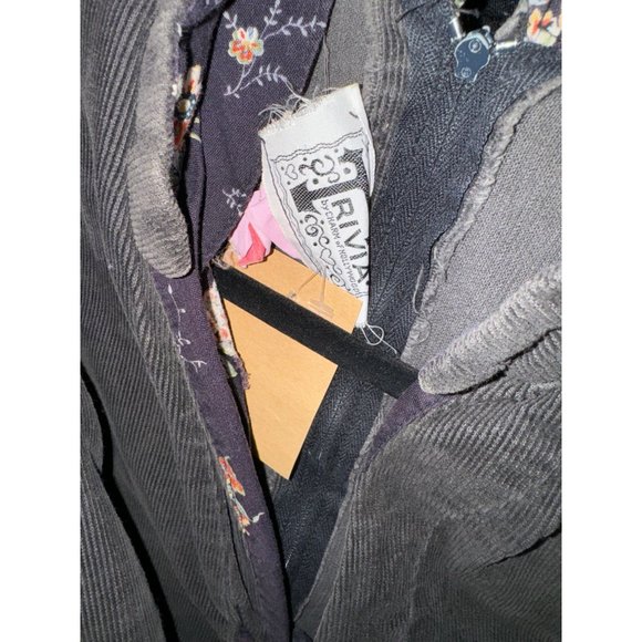 Vintage Hippie Dress by Trivia Corduroy Dress Midi Deep V 1970s - Picture 6 of 6